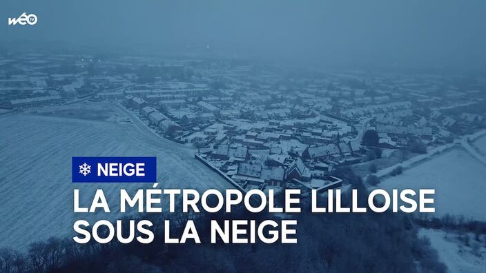 Vu du ciel : les premières neiges sur la métropole lilloise, à Roncq